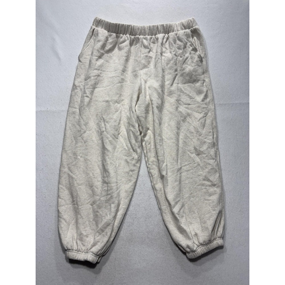 PINK Victoria's Secret Jogger Pants Womens XL Beige Fleece Elastic Pockets Ankle